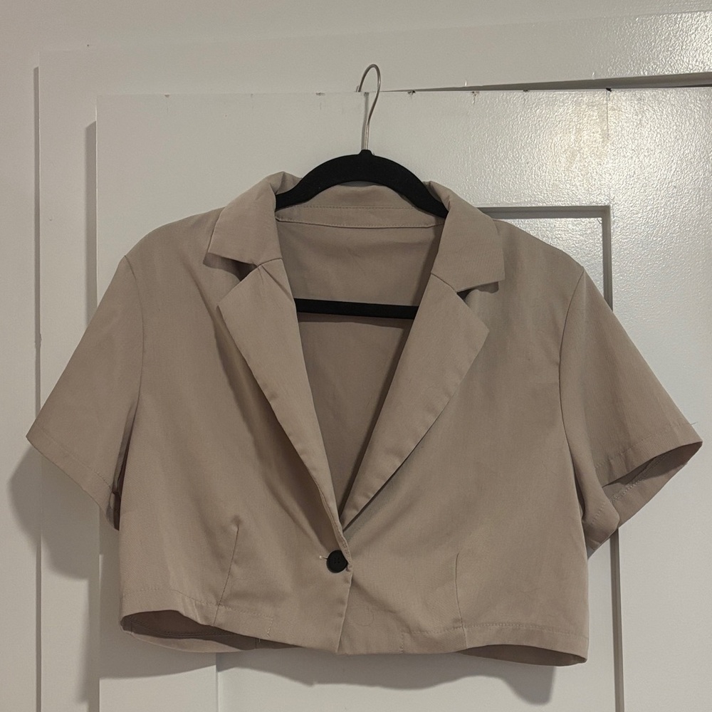 Tan Cropped Blazer